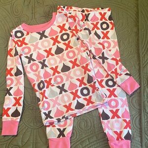 Kids XO Pattern Pajamas - Pink, Red, Gray